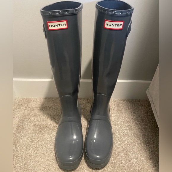 Hunter Shoes - Tall Hunter Boots Grey Size 8